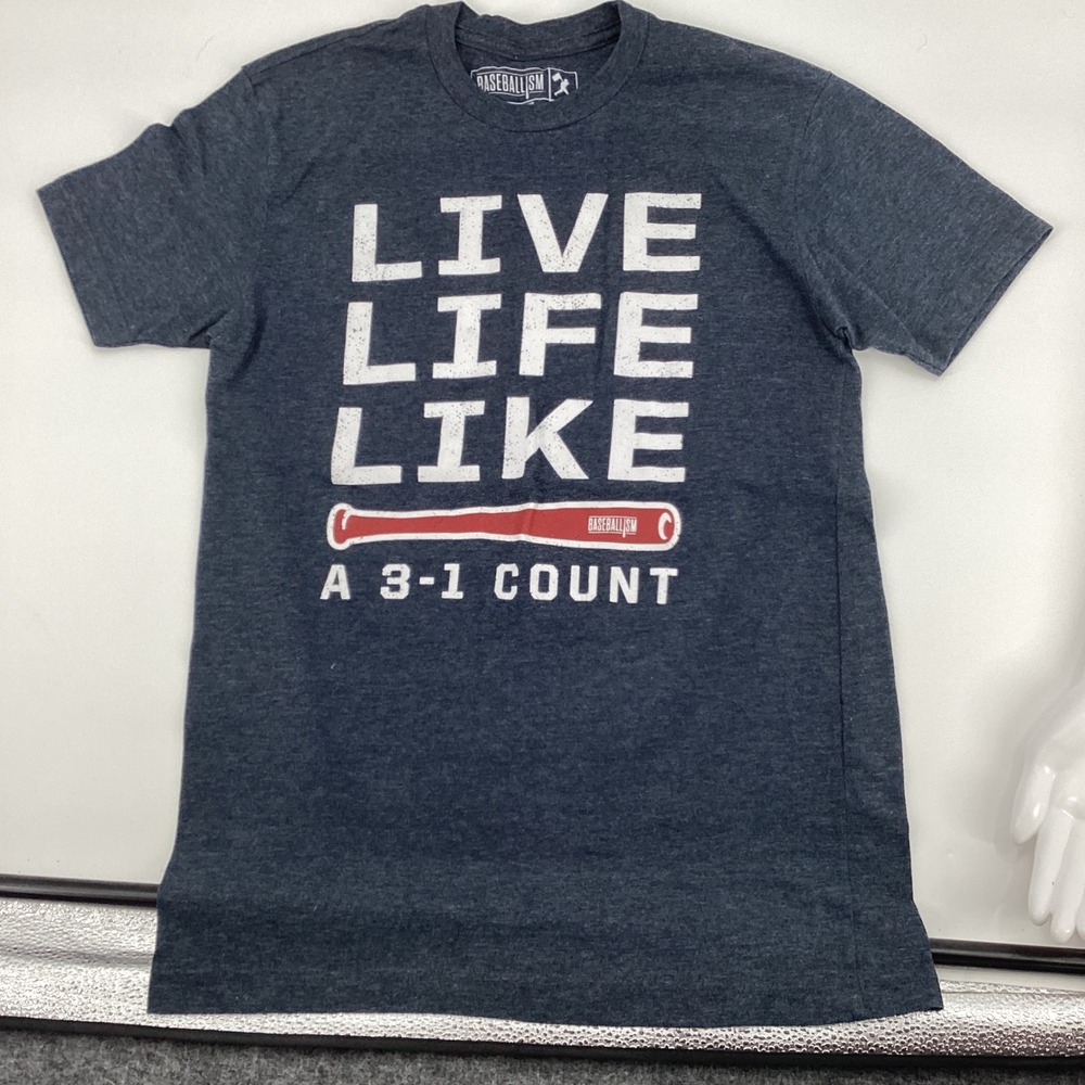Baseballism Live Life Like a 3-1 Count Graphic T-Shirt Mens Small Heather Navy